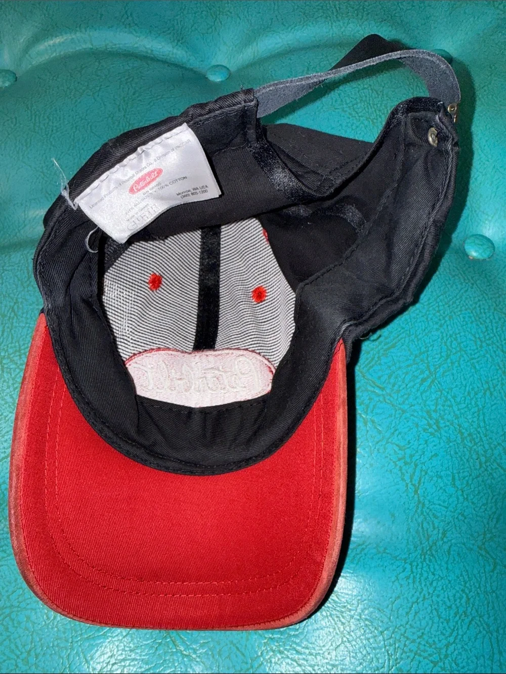 Peterbilt red and black trucker cap hat adjustable back